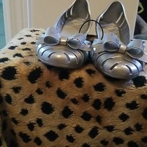 Silver jelly sandals